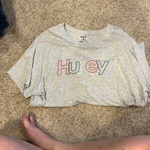 Hurley Mens Size XL Light Heather Gray Graphic Logo Tee Shirt